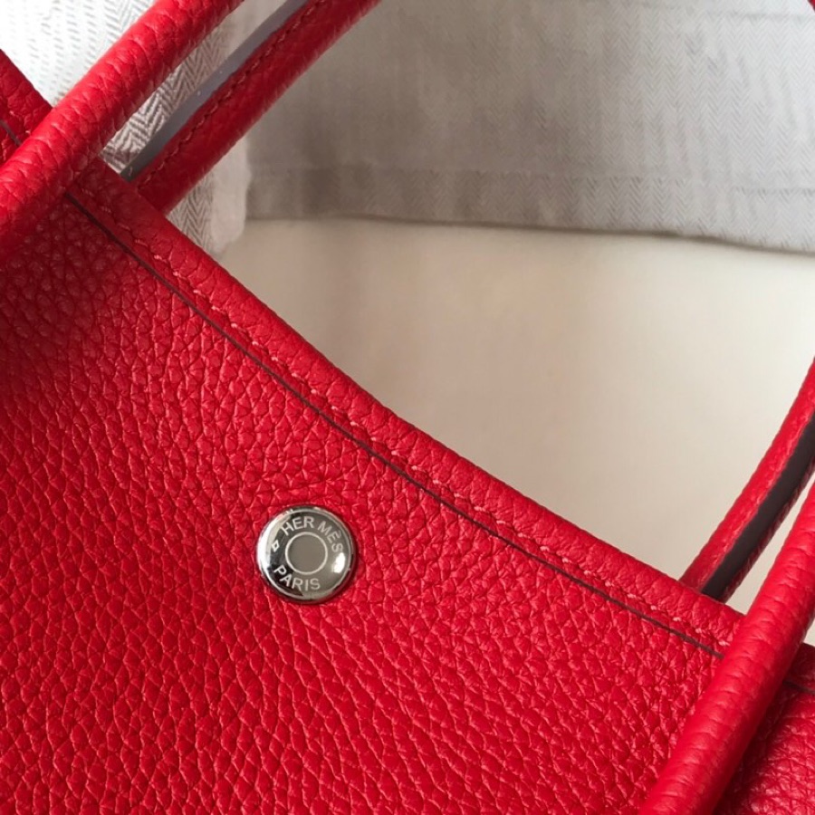 Hermes Garden Party 36cm Tote Handbag In Red Clemence Leather